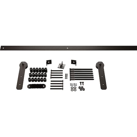Ekena Millwork Economy Straight Strap Barn Door Hardware Set & Silent Rollers for 1 3/8" to 1 3/4" Doors GB6008H5AB